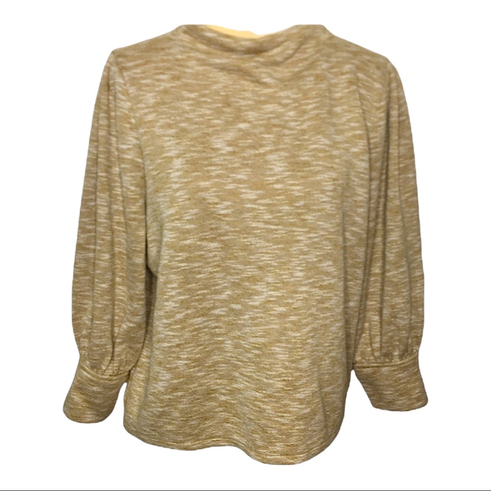 Madewell Gathered Sleeve Mockneck Top Size Large